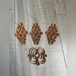 Vintage Scandinavian Style Curled Shaved Wood Christmas Ornaments